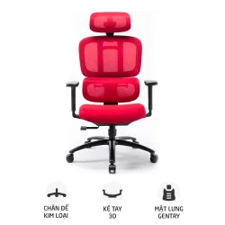 Ghế công thái học WARRIOR Hero WEC509 | Đen đỏ, 150kg, Chân xoay, Lưng lưới - Máy Tính Bàn Đắk Lắk