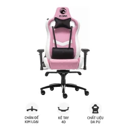 Ghế gaming E DRA IRIS EGC228 | Hồng, 120kg, Chân xoay, Da PU - Máy Tính Bàn Đắk Lắk