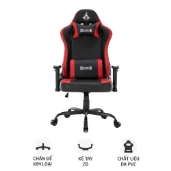 Ghế gaming WARRIOR Raider WGC207 | Đen đỏ, 120kg, Chân xoay, Da PU - Máy Tính Bàn Đắk Lắk