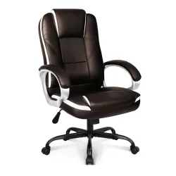 Ghế văn phòng OEM 1057 | Nâu, 100kg, Chân xoay, Da PU - Máy Tính Bàn Đắk Lắk