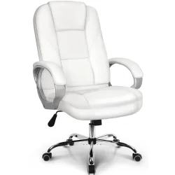 Ghế văn phòng OEM 1057 | Trắng, 100kg, Chân xoay, Da PU - Máy Tính Bàn Đắk Lắk