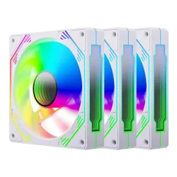Quạt tản nhiệt PC Coolmoon F3 | Kit 3 fan 122mm, ARGB, Trắng - Máy Tính Bàn Đắk Lắk