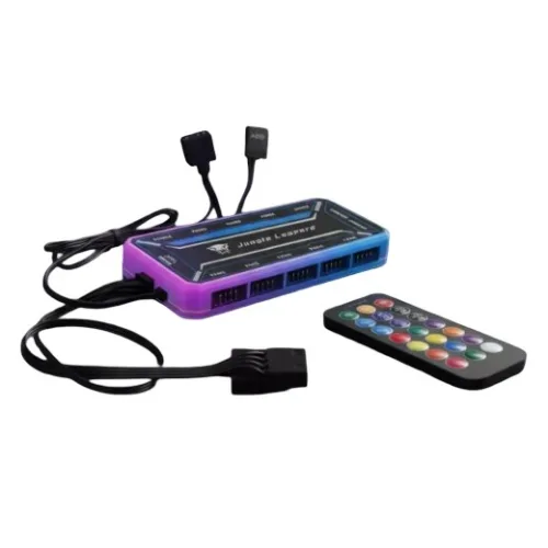 Bộ Hub + Remote Fan RGB Leopard | Hỗ trợ 10 quạt RGB 6-PIN, 2 cổng LED RGB, Điều khiển từ xa