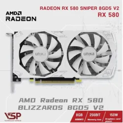 VGA UNIKA RADEON RX 580 SNIPER 8GD5 V2 - WHITE - Máy Tính Bàn Đắk Lắk