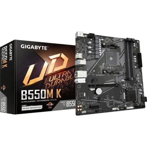 MAINBOARD GIGABYTE B550M K (AMD B550, SOCKET AM4, M-ATX, 4 KHE RAM DDR4) NEW