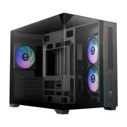 Thùng máy Gamdias Atlas M3M (Kèm sẵn 3 Fan ARGB) | M-ATX, Micro Tower, Kính cường lực, Đen - Máy Tính Bàn Đắk Lắk
