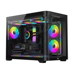 Thùng máy LinkTech Siren M (Chưa kèm Fan) | M-ATX/ITX, Mặt kính cong, Đen - Máy Tính Bàn Đắk Lắk