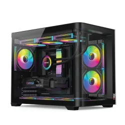 Thùng máy Magic Gaming GM-02 Pro Curved M-ATX Support AIO 360 (Hồ Cá) Không Kèm Sẵn Fan - Đen - Máy Tính Bàn Đắk Lắk