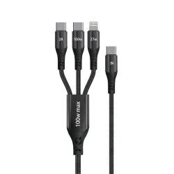 Cáp sạc 3 in 1 Bison CB301 | C to M+L+C, 100W, 1.2m - Máy Tính Bàn Đắk Lắk