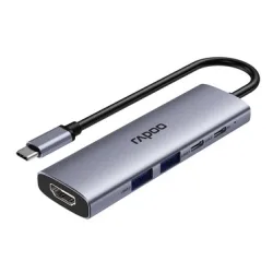 Bộ chuyển đổi đa cổng USB-C RAPOO (XD51) | USB-C to HDMI 4K 60Hz, 2 x USB-A 3.0, USB-C, PD - Máy Tính Bàn Đắk Lắk