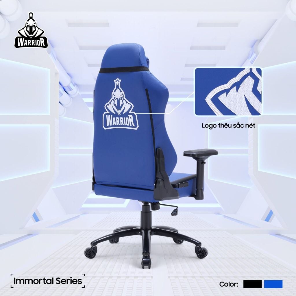 Ghế gaming WARRIOR Immortal WGC225 | Xanh, 120kg, Chân xoay, Da PU