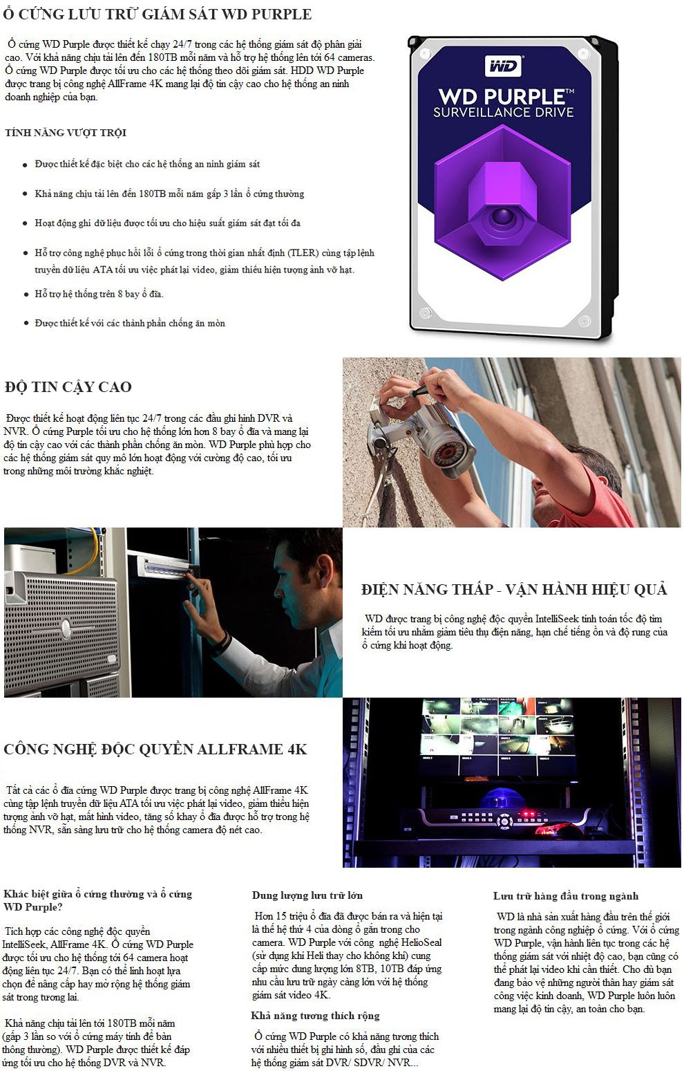 Tính năng hdd wd purple cho camera