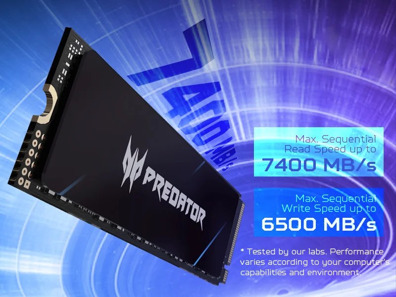 o cung ssd predator gm7 pcie 4 nvme 2 tốc độ đọc lên đến 7400 mb/s