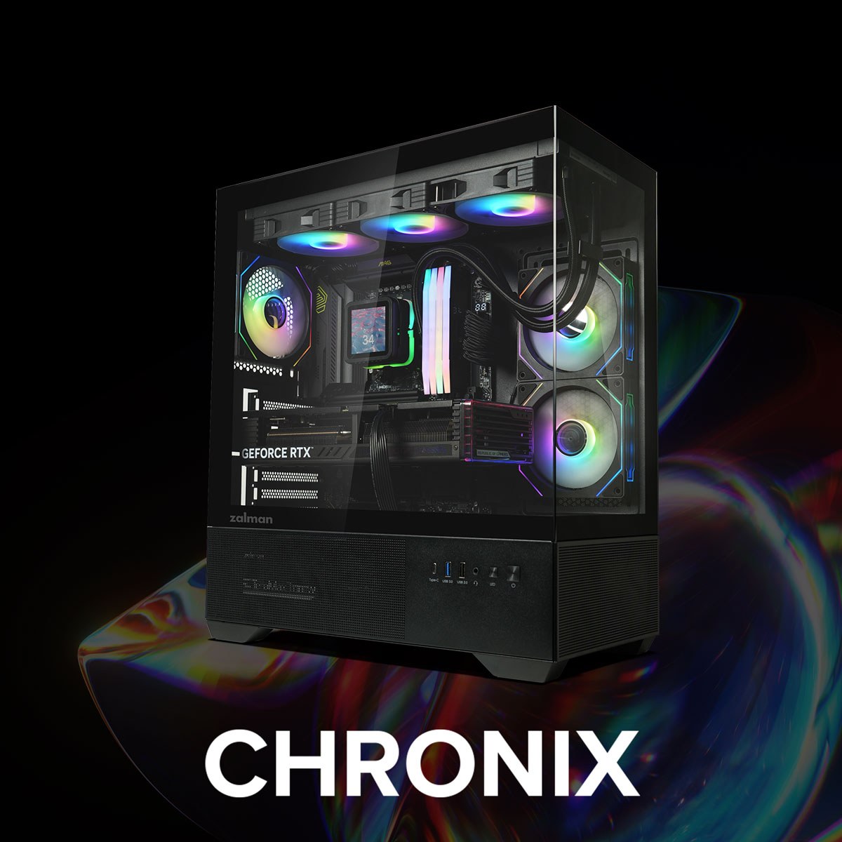 Vỏ case Zalman Chronix V2 (Mid Tower, 3 Fan ARGB 120mm, Màu đen) NEW