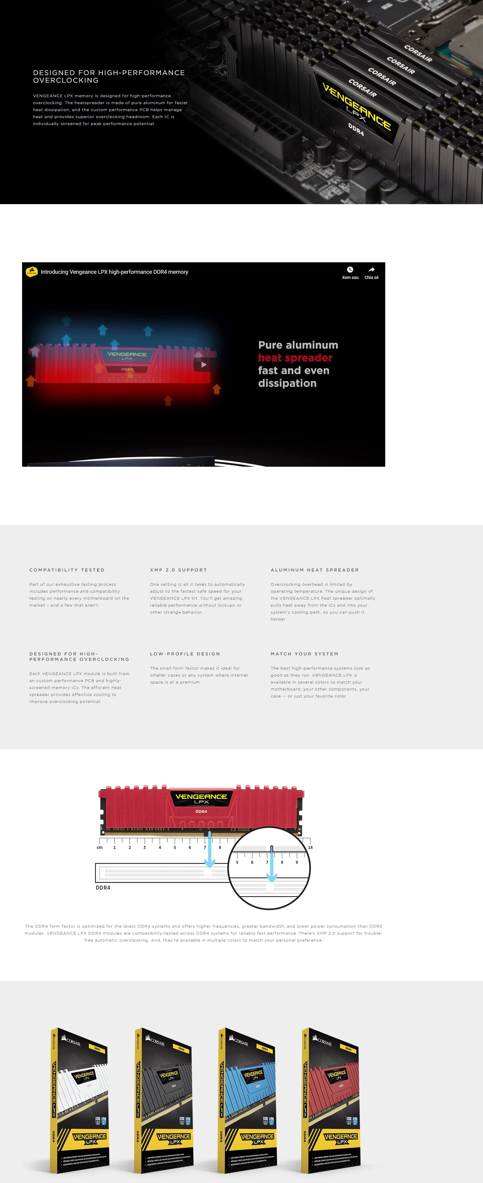 RAM CORSAIR VENGEANCE® LPX 16GB (1x16GB) DDR4 3200Mhz