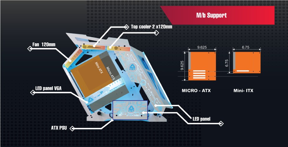 VỎ CASE VSP ESPORT REPUBLIC OF GAMERS ES1 ( NO FAN ) - HÀNG CHÍNH HÃNG