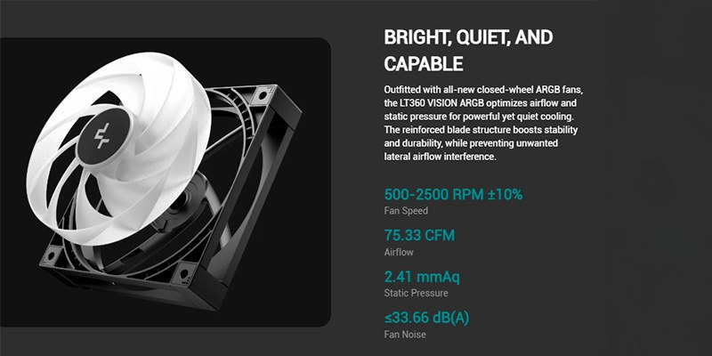 Tản nhiệt nước CPU Deepcool LT360 VISION ARGB - Black