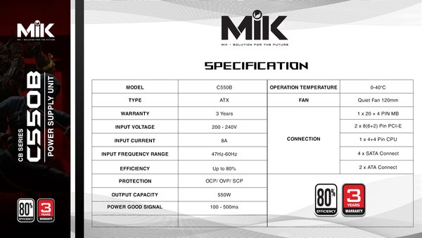 NGUỒN MIK C550B 550W