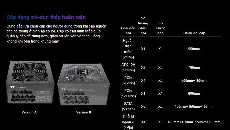 Nguồn Thermaltake TOUGHPOWER GT 850W (80plus Gold/ATX3.1/Full Modular)