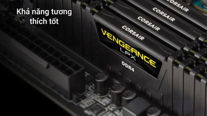 RAM PC Corsair Vengeance 8GB DDR4 3200MHz LPX Tản Nhiệt  có dung lượng 8GB là lựa chọn phổ biến cho đa số máy tính để bàn hiện nay