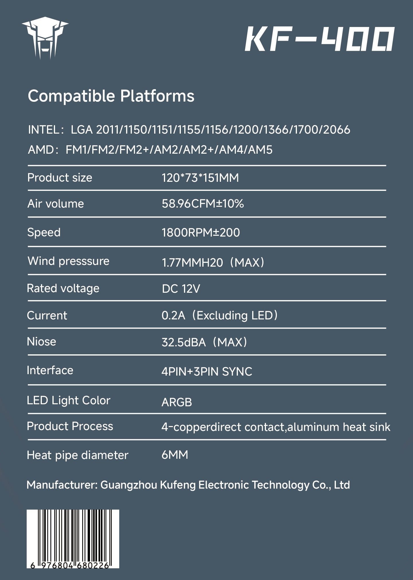 Tản nhiệt khí Leopard K420E Digital LED RGB | Hỗ trợ Socket 2011, màu đen