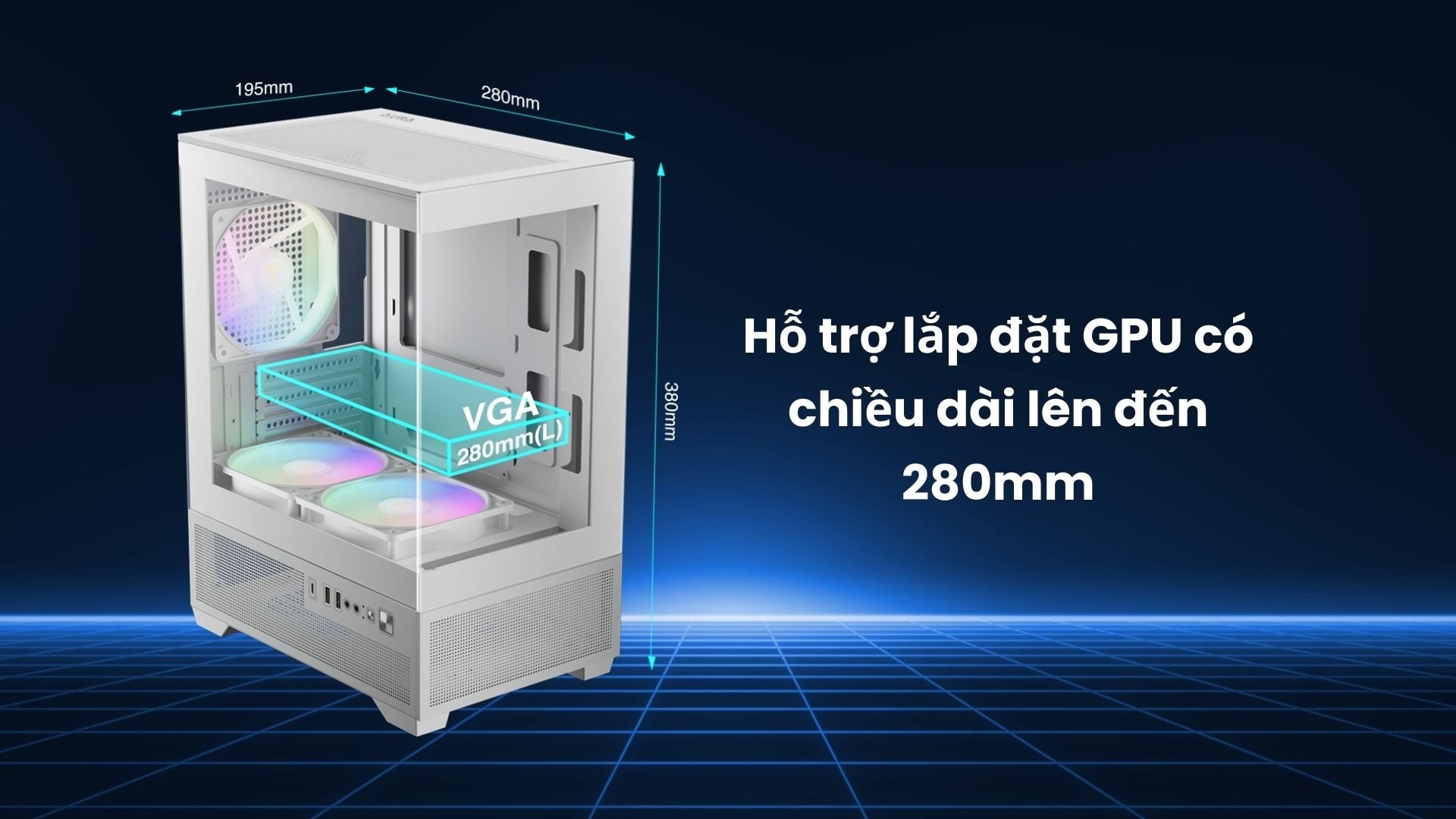 Thùng Máy Gamdias Aura GC9M Elite ARGB M-ATX White – Hỗ trợ GPU lớn