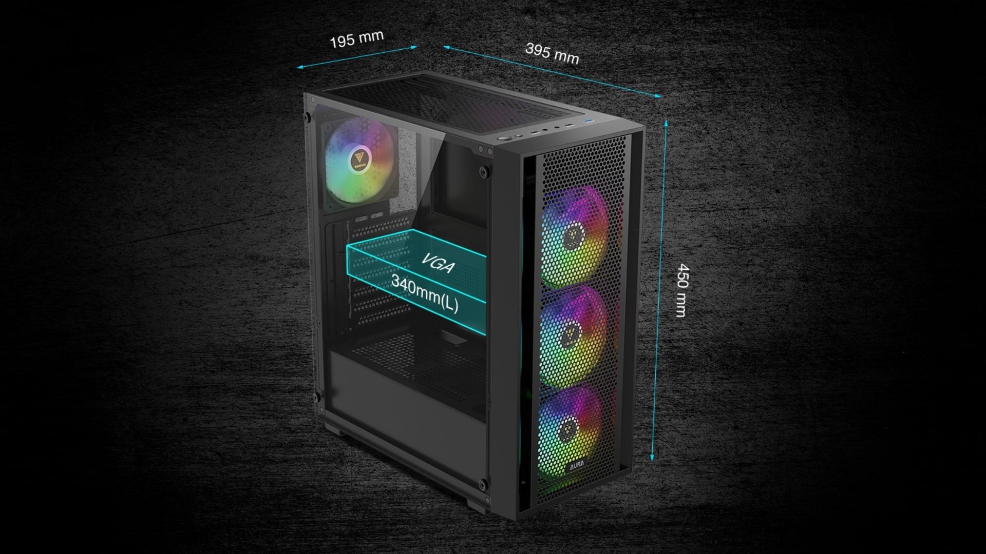 Thùng máy Gamdias Aura GC2 Elite ARGB F-ATX (Kèm Sẵn 4F ARGB) Đen - Thiết kế thân thiện, dễ bảo trì và quản lý cáp gọn gàng