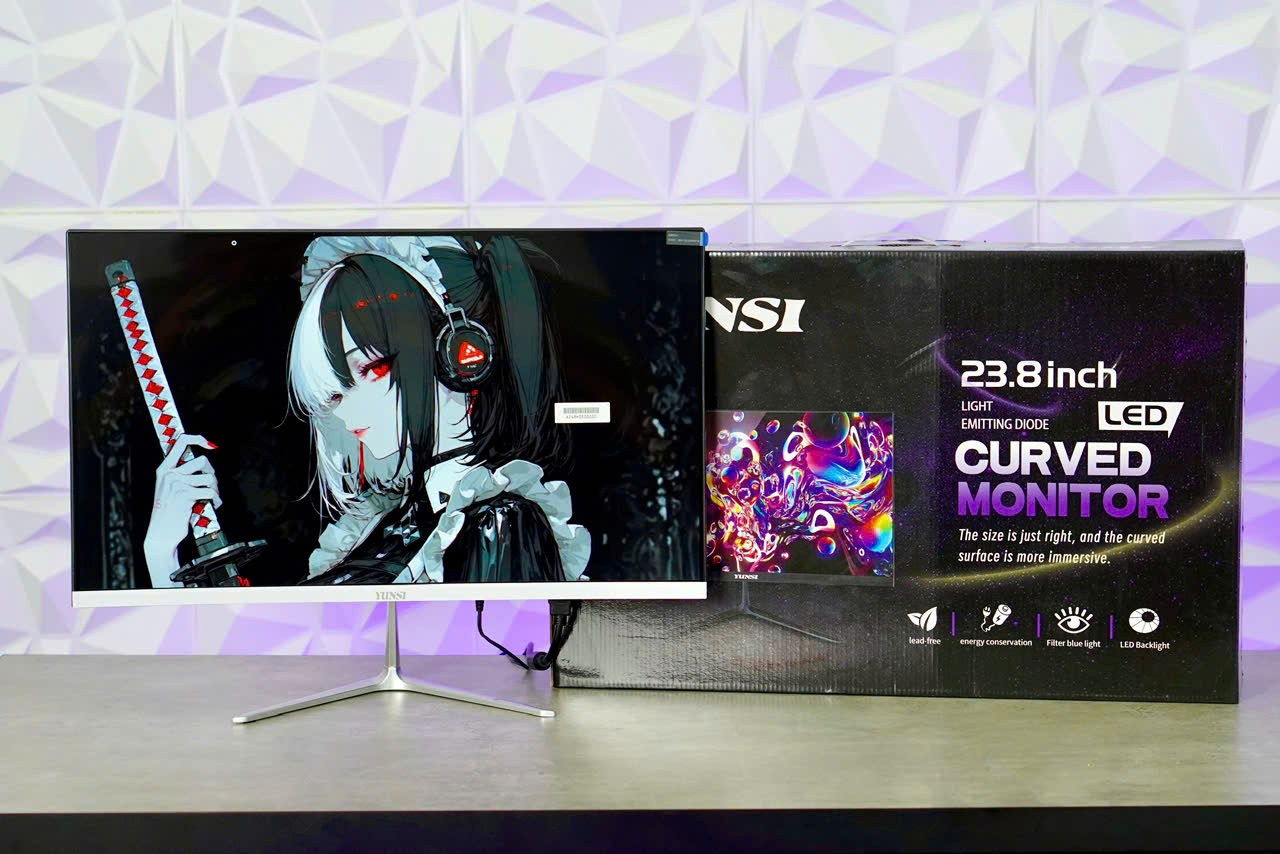 Màn hình cong gaming 24 inch YUNSI 165hz Y240Q8 FULL HD 1ms Đen - chính hãng FULL VAT