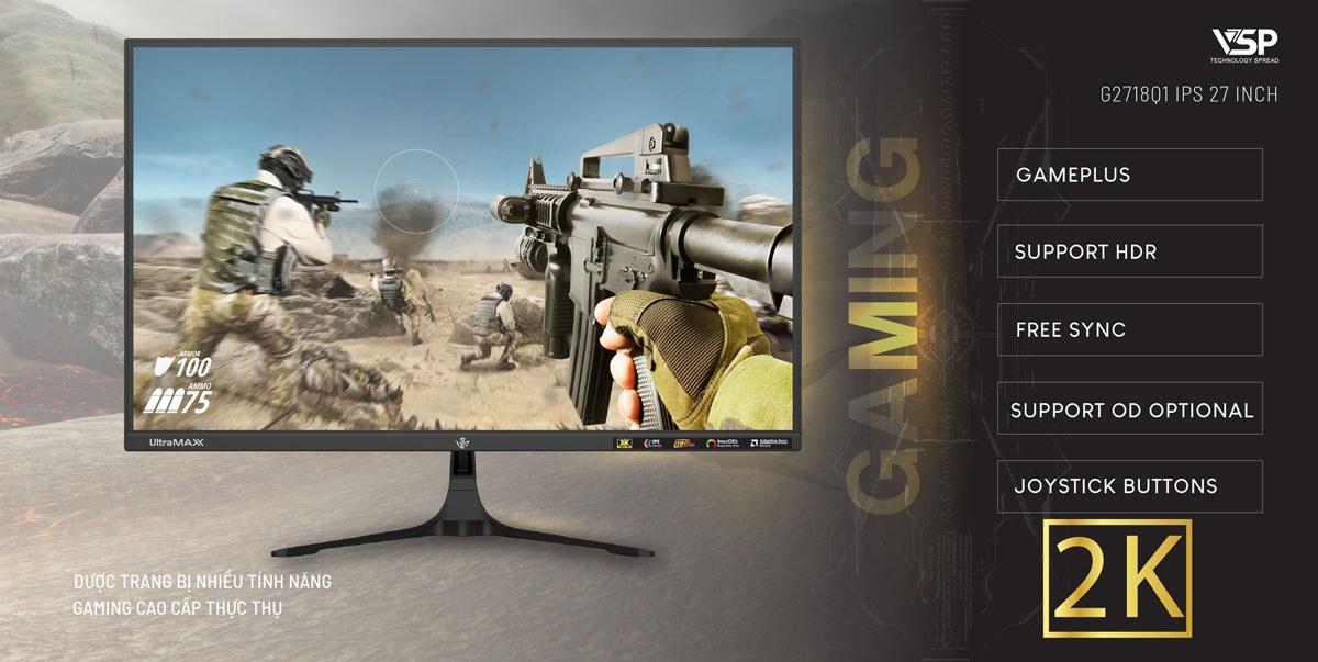 Màn Hình Gaming VSP G2718Q1 (27 inch IPS 2K 180Hz 1ms) Phẳng New