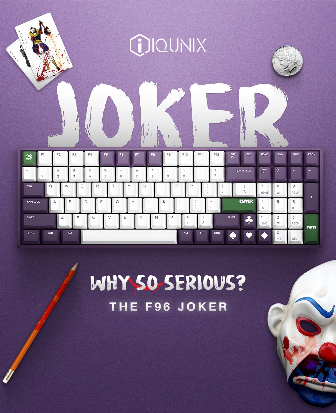 Bàn Phím Cơ IQUNIX F96 Joker Wireless RGB LED